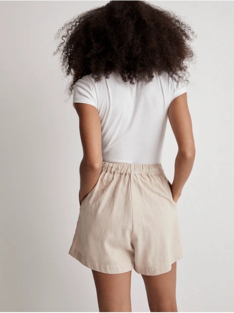 NWOT Madewell High-Waist Natural Cream Linen-Cotton Blend Shorts - XS - Picture 3 of 8